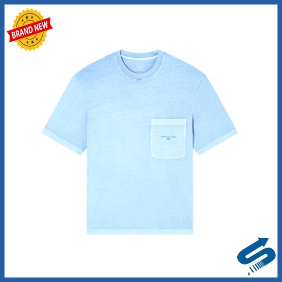 Men's Cotton Pocket Tee with Text Logo Regular Fit Short Sleeve